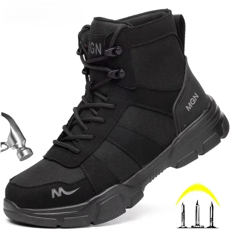 Work Boots Indestructible Men's Safety Shoes Steel Toe Shoes Anti-smashing Work Boots Protective Shoes Puncture-Proof Men Boots